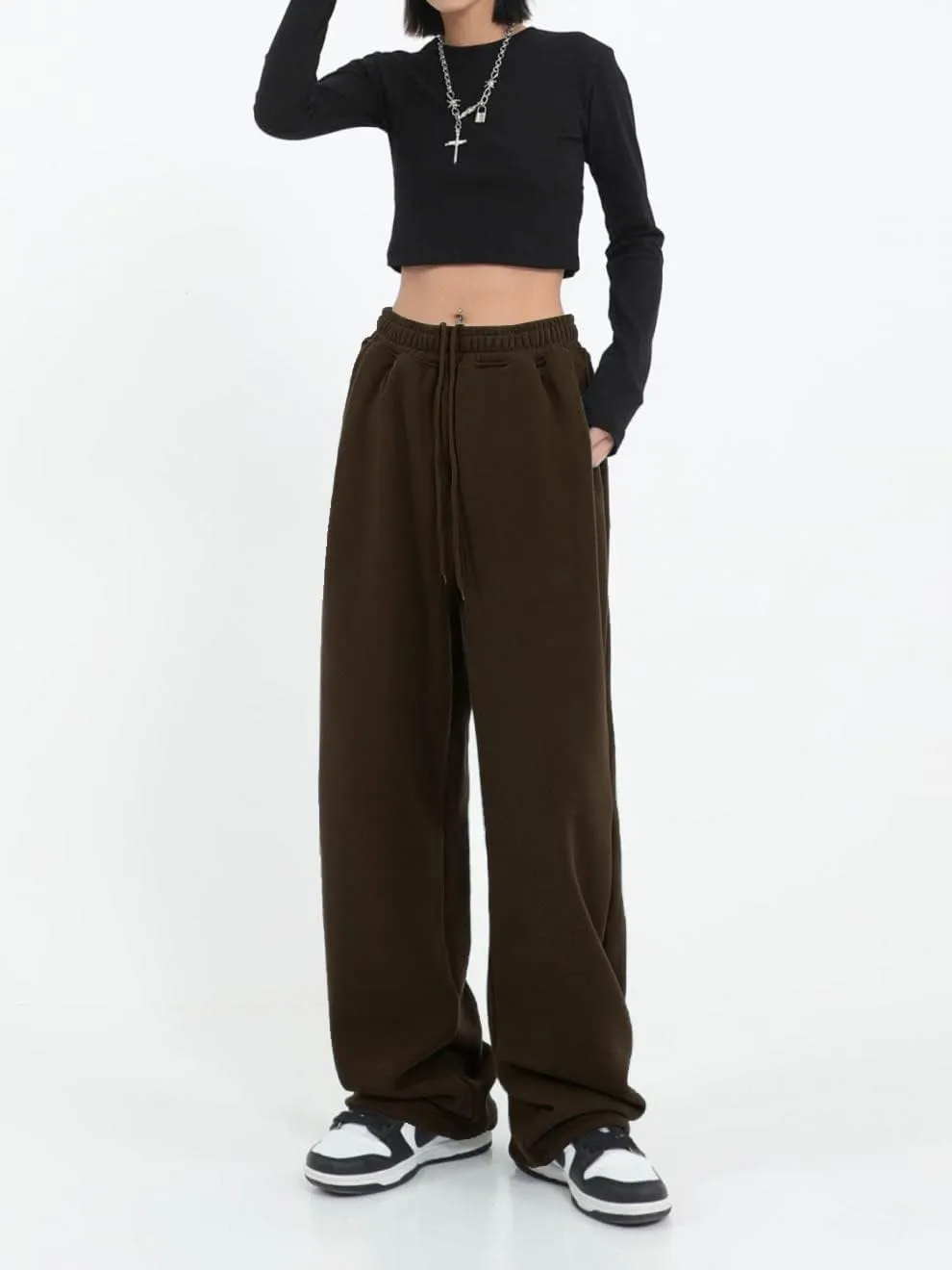 Womens Wide Leg Sweatpants Casual Loose Yoga Pants Comfy Lounge Joggers Baggy Sweatpants Pockets