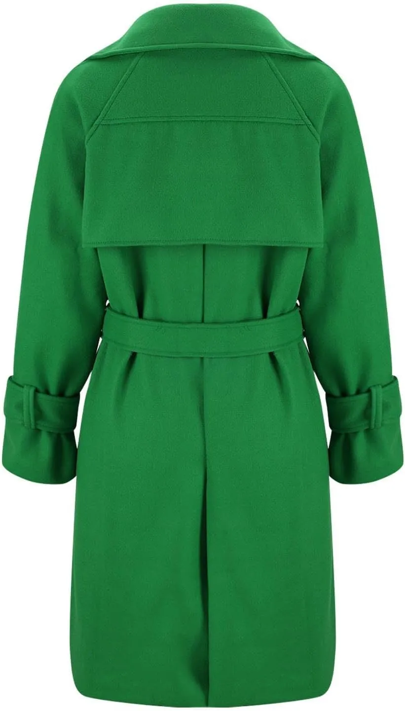 Women's winter coats Long Casual Coat Double-Breasted Trench Notched lapels Coat Jacket with Belt