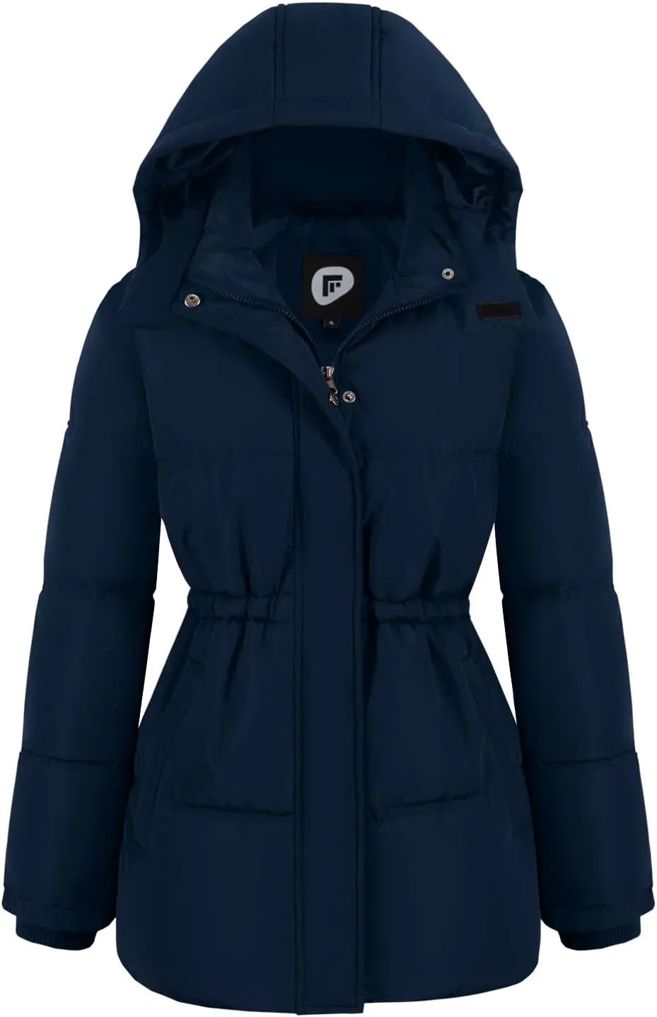 Women's Winter Warm Puffer Coat Cropped Slim Fit Down Jacket with Removable Hood Long Sleeve Lightweight Coats