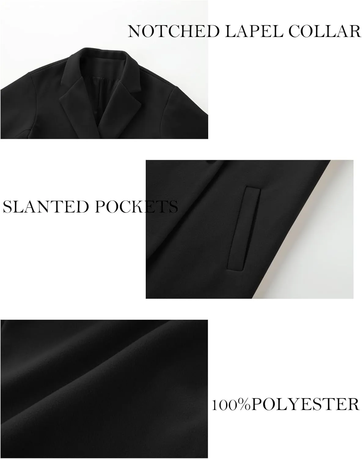 Women's Winter Wool Coat Notch Lapel Single Breasted Casual Mid Long Pea Trench Coat