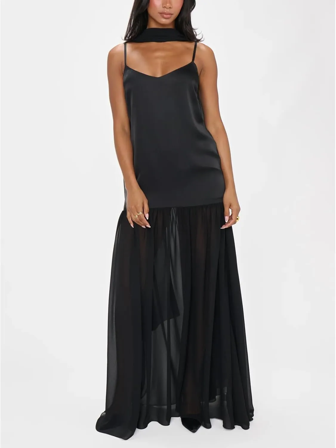 Womens Y2k Tube Strapless Pleated Maxi Dress with Scarf Maternity Silk Satin Formal Cocktail Ruffle Flowy Dresses