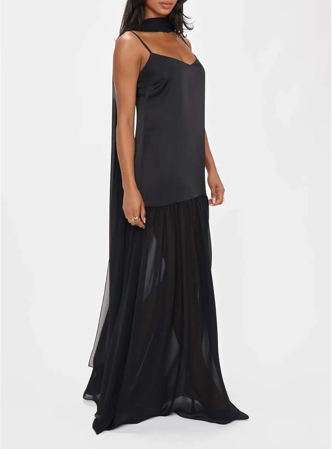 Womens Y2k Tube Strapless Pleated Maxi Dress with Scarf Maternity Silk Satin Formal Cocktail Ruffle Flowy Dresses