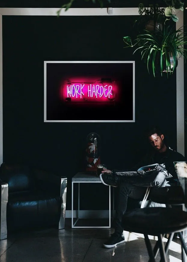 Work Harder Neon Landscape Print