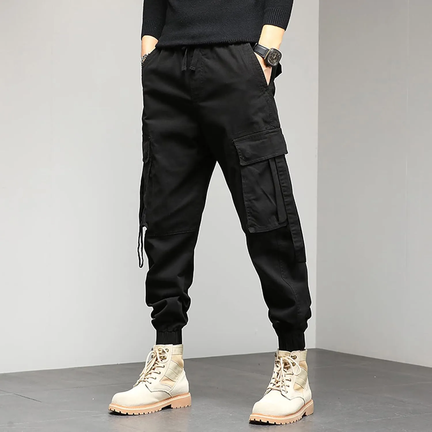 Work Pants for Men Slim Fit Casual Hiking Pants Workout Joggers Stretch Outdoor Twill Track Sweatpants Multi Pockets