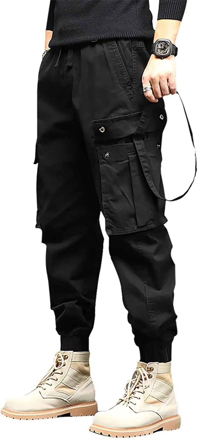 Work Pants for Men Slim Fit Casual Hiking Pants Workout Joggers Stretch Outdoor Twill Track Sweatpants Multi Pockets