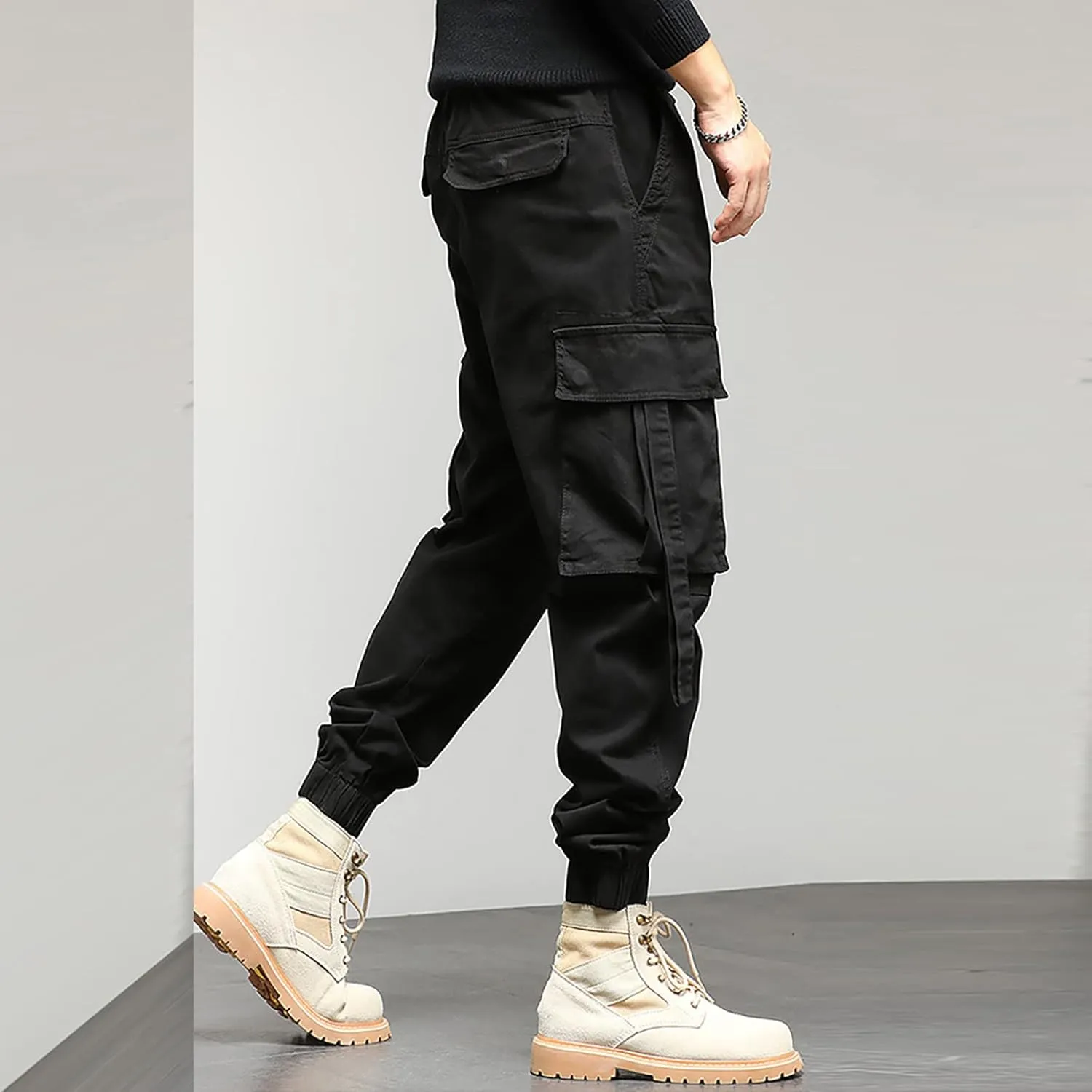 Work Pants for Men Slim Fit Casual Hiking Pants Workout Joggers Stretch Outdoor Twill Track Sweatpants Multi Pockets