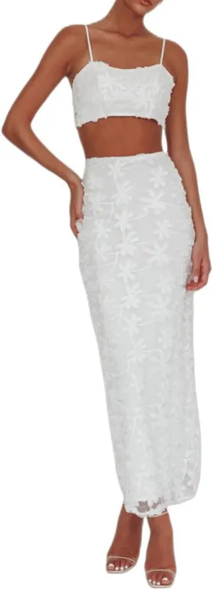 Wuitrie Women 2 Piece Outfit Off the Shoulder Backless Sexy Crop Tops Maxi Skirt Going Out Vacation Sets for Women
