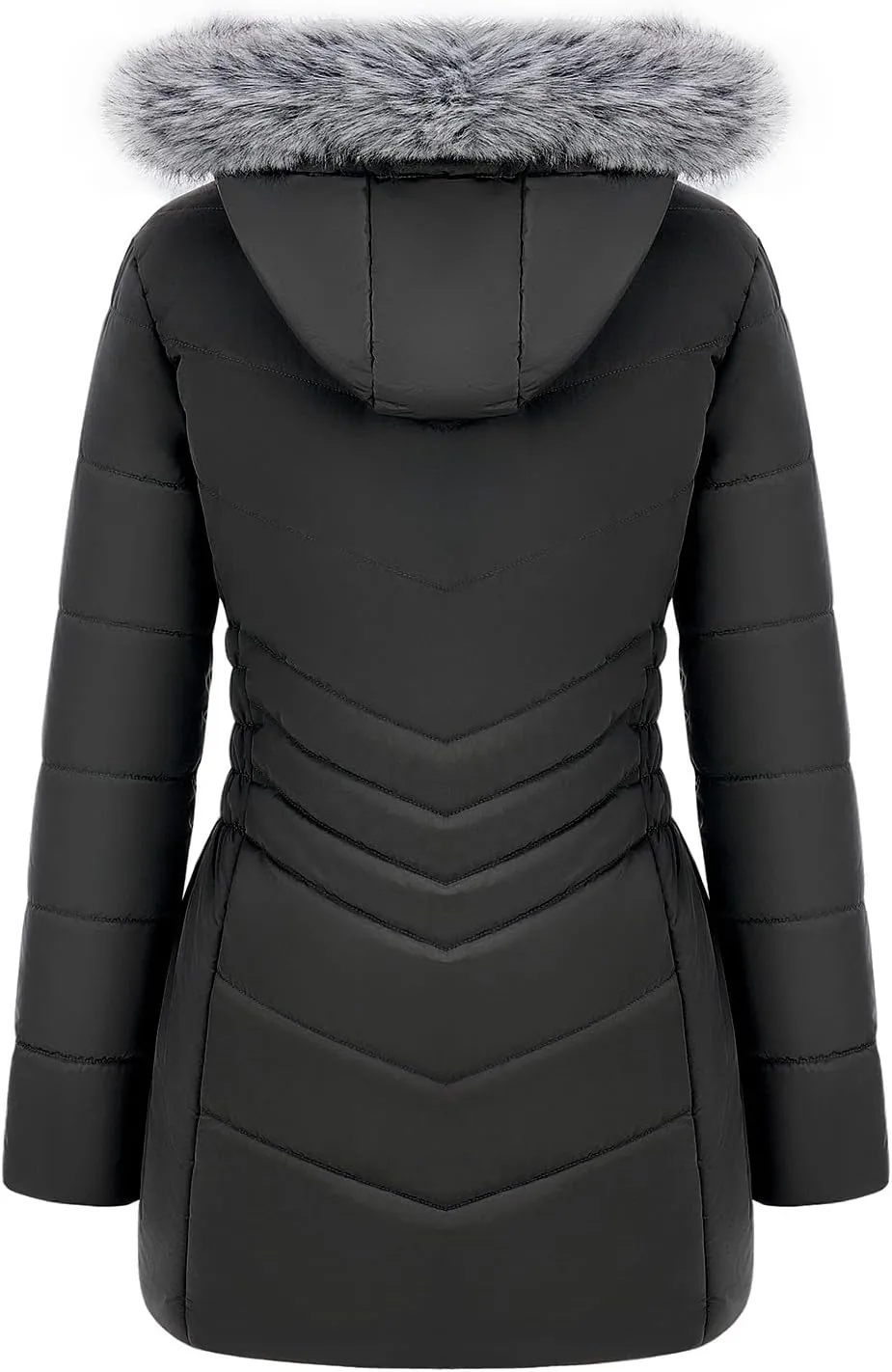 WULFUL Women's Winter Coats Long Warm Thicken Puffer Jackets Outwear With Removable Fur Hood