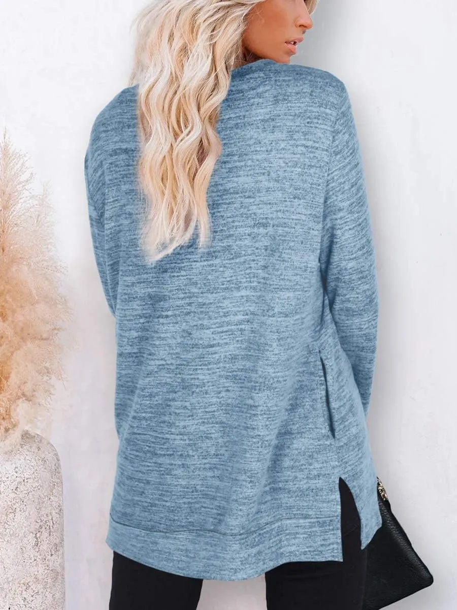 XIEERDUO Womens Casual Sweatshirts Long Sleeve Shirts Oversized With Pocket Tunic Tops S-3XL