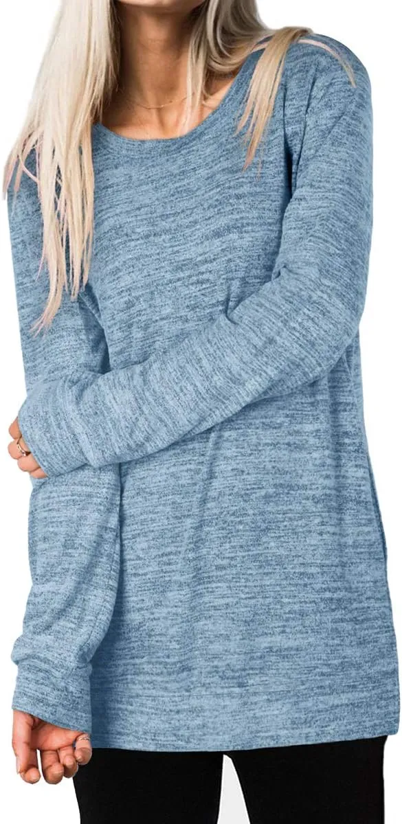 XIEERDUO Womens Casual Sweatshirts Long Sleeve Shirts Oversized With Pocket Tunic Tops S-3XL