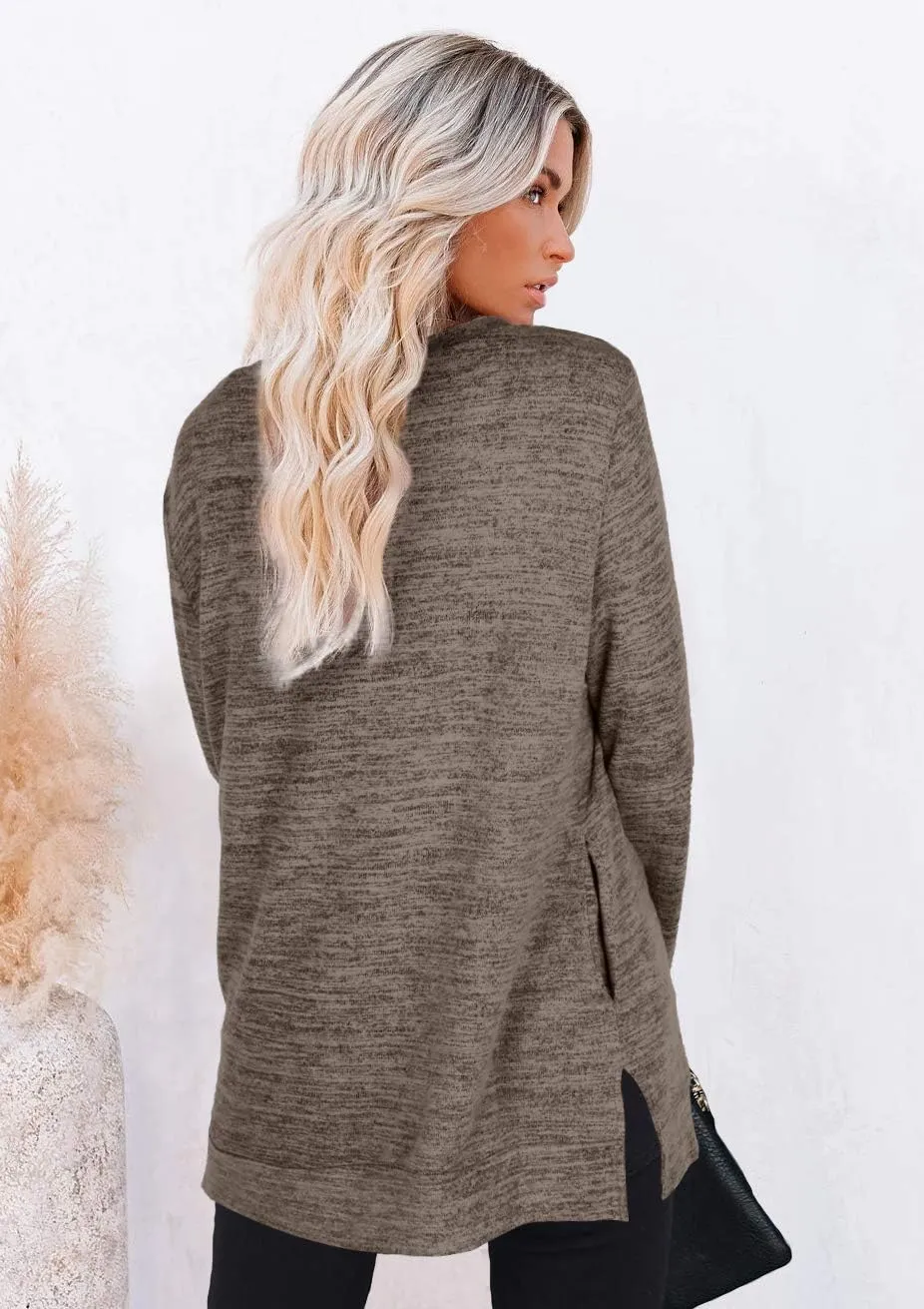 XIEERDUO Womens Casual Sweatshirts Long Sleeve Shirts Oversized With Pocket Tunic Tops S-3XL