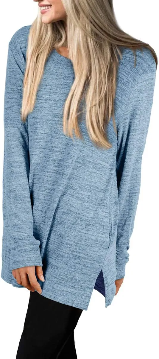 XIEERDUO Womens Casual Sweatshirts Long Sleeve Shirts Oversized With Pocket Tunic Tops S-3XL