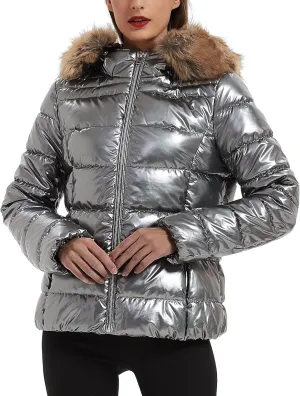 XULIKU Women's Lightweight Puffer Down Jacket Hooded Zipper Padding Winter Short Bubble Coats for Women