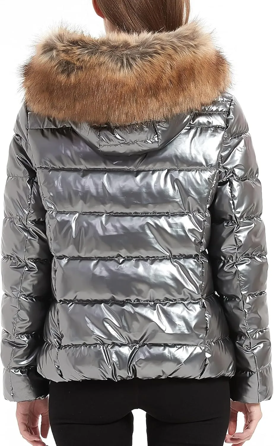 XULIKU Women's Lightweight Puffer Down Jacket Hooded Zipper Padding Winter Short Bubble Coats for Women