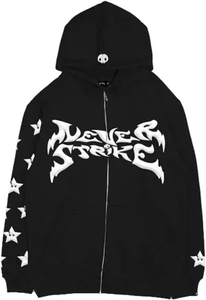 Y2K Aesthetic Hoodie for Women Men Zip Up Star Letter Print Hoodies Grunge Oversized Hoodie Sweatshirt