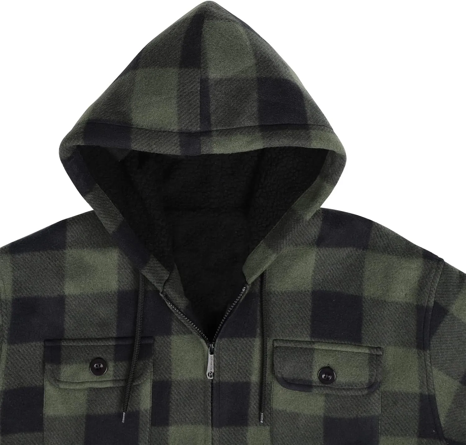 Yasumond Mens Heavy Sherpa Lined Fleece Plaid Flannel Jacket Zip Up Hoodies Warm Winter Coats Big Tall