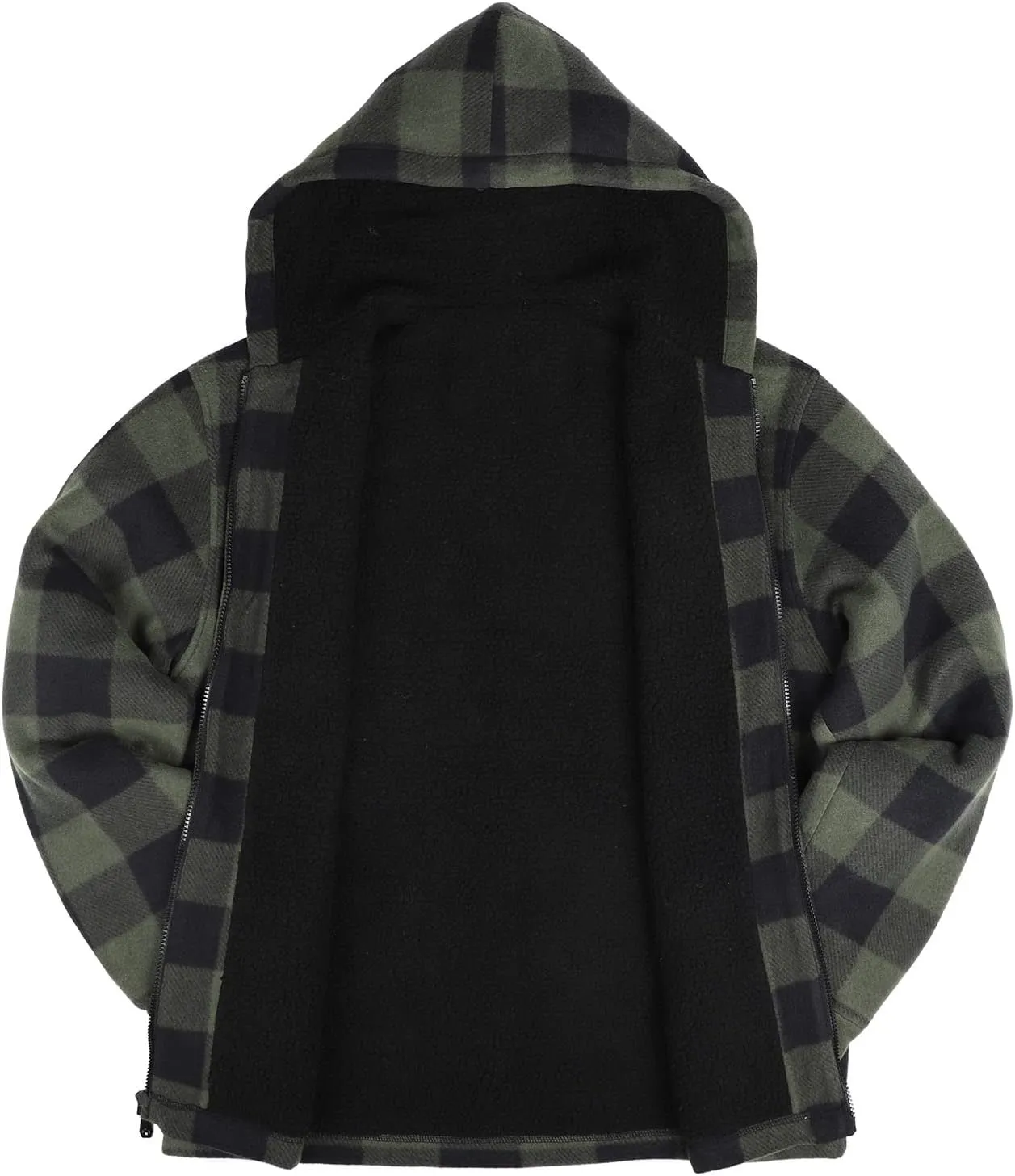 Yasumond Mens Heavy Sherpa Lined Fleece Plaid Flannel Jacket Zip Up Hoodies Warm Winter Coats Big Tall