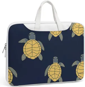 Yellow Turtles Leather Bag Laptop Case Slim Water Resistant Computer Bags with Handle Briefcase for Work