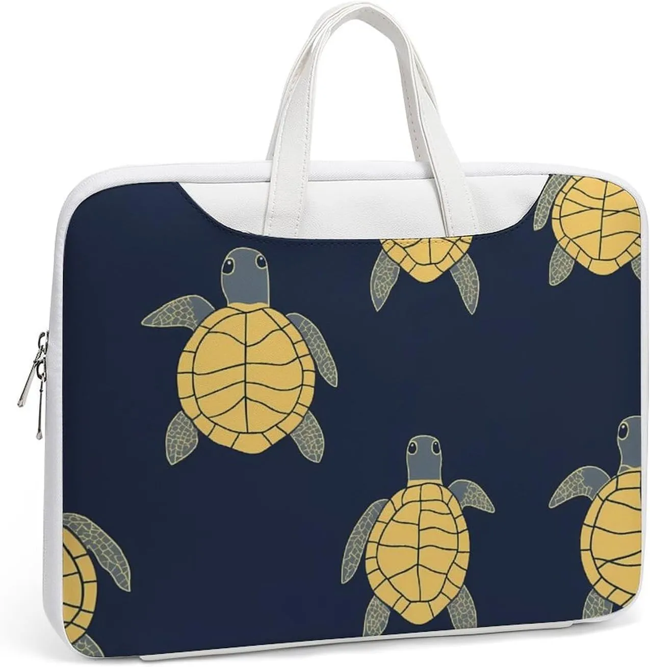 Yellow Turtles Leather Bag Laptop Case Slim Water Resistant Computer Bags with Handle Briefcase for Work