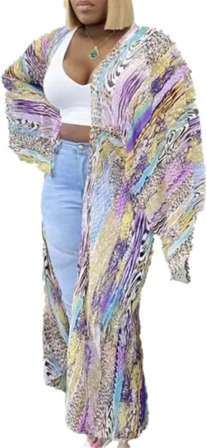 Yeshire Women's Sheer Chiffon Blouse Tops Kimono Cardigan Floral Loose Cover Ups Beach Cover up Swimsuit