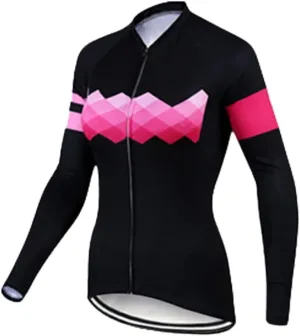 YIBIMOTTO Women's Cycling Jersey Long Sleeve Quick Dry Mountain Bike Shirts Running Bicycle Clothes Full Zipper Back Pockets