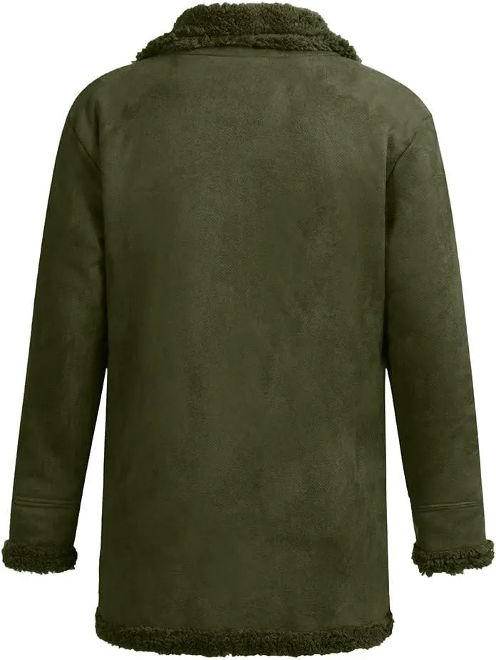 Ymosrh Mens Leather Jacket Winter Sheepskin Jacket Warm Wool Lined Mountain Faux Lamb Jackets Coat Coats for Men