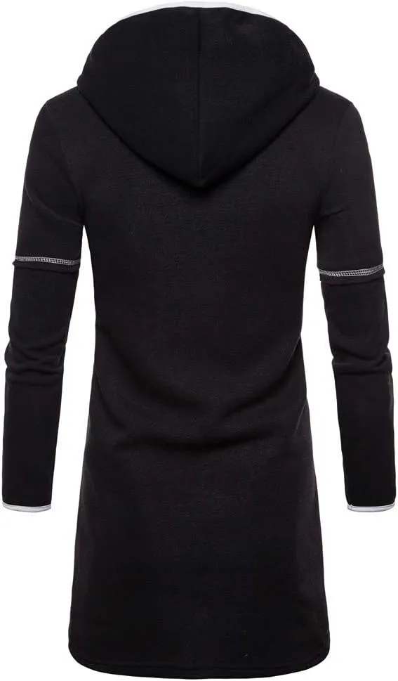 Ymosrh Winter Jackets for Men Fashion Mens Hooded Solid Trench Coat Jacket Cardigan Long Sleeve Outwear Blouse