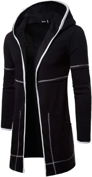 Ymosrh Winter Jackets for Men Fashion Mens Hooded Solid Trench Coat Jacket Cardigan Long Sleeve Outwear Blouse
