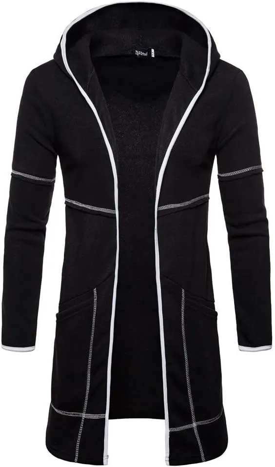 Ymosrh Winter Jackets for Men Fashion Mens Hooded Solid Trench Coat Jacket Cardigan Long Sleeve Outwear Blouse