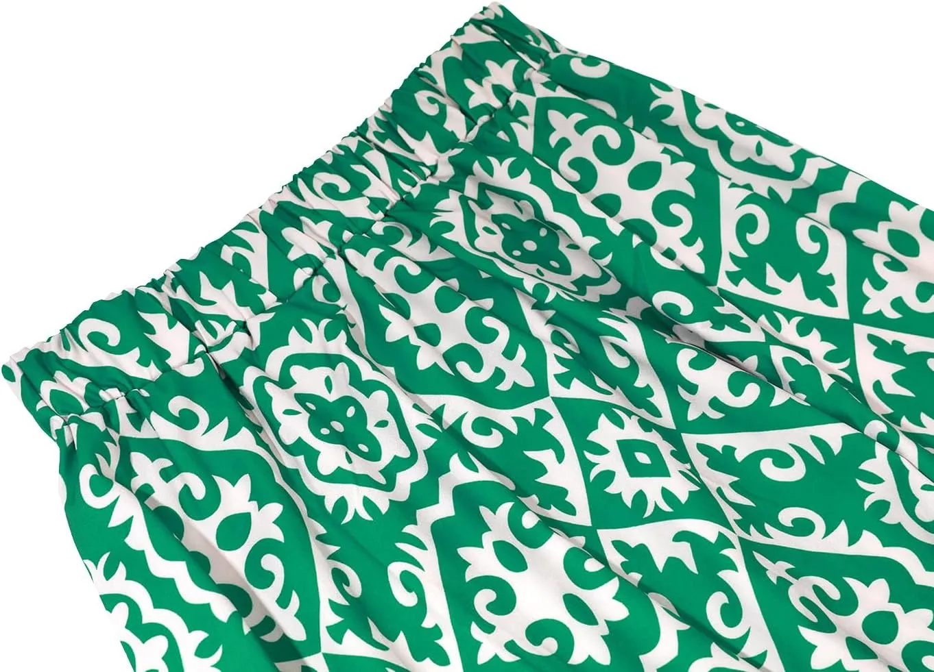 yoeasy Women's Printed Pleated Hem Long Skirt Elastic High Waist Flowy Swing A Line Long Skirt