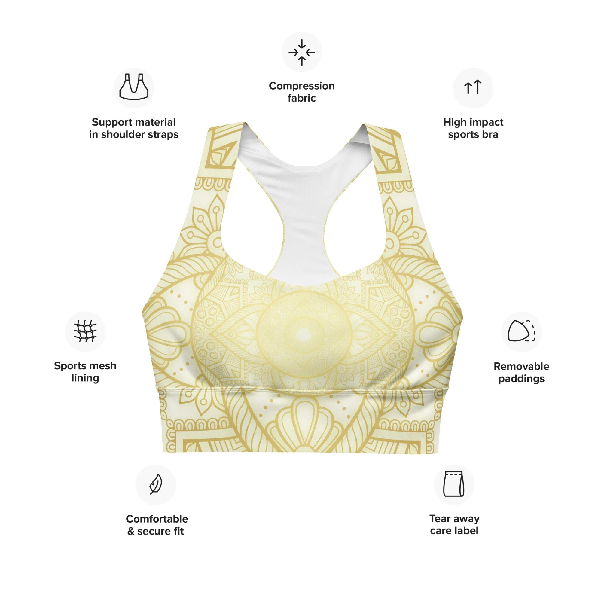 Yoga Wear Geometry Longline Sports Bra, lioness-love