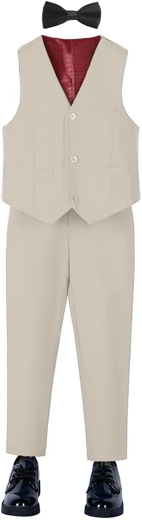 YuanLu Boys Suit Homecoming Dresses for Kids Ring Bearer Outfit Suits Tuxedo Formal Vest and Pants Suit Set