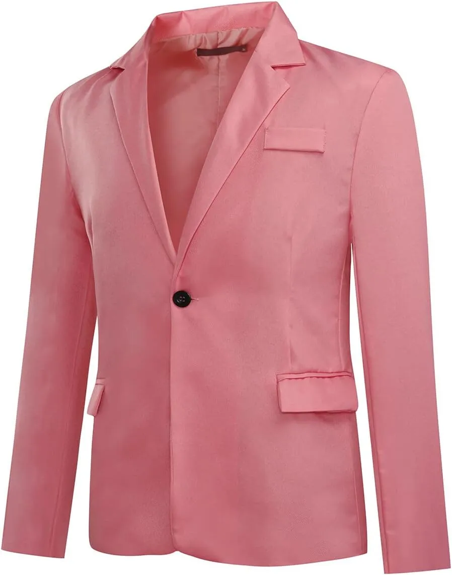 YUNCLOS Men's Slim Fit Casual 1 Button Notched Lapel Blazer Jacket