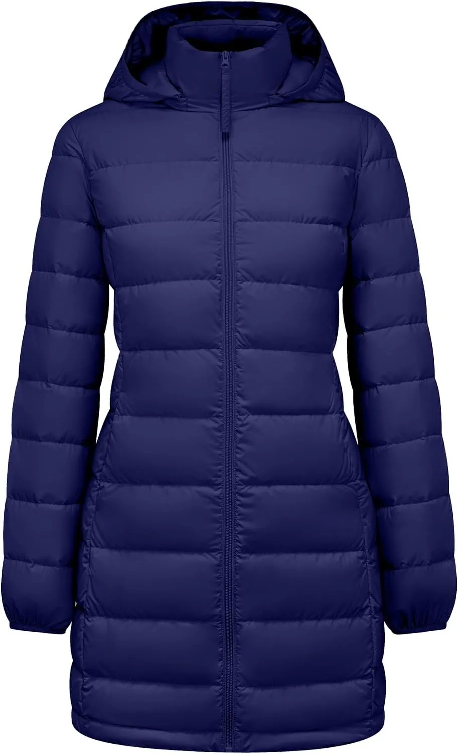 YZG Women's Warm Lightweight Long Down Jacket Warm Quilted Puffer Coat with Hood Removable